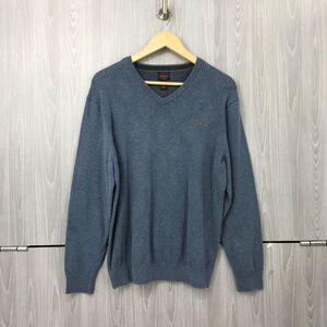 Greg Norman Tasso Elba V-Neck Pullover Sweater Men's Medium Blue‎ Cotton/Nylon